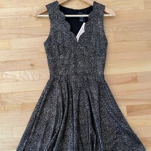 Gold metallic scalloped neckline dress size small